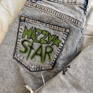Custom Y2K jeans, Mazzy Star sz 6